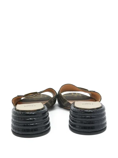 Pre-owned Fendi 45mm Zucca Mules In Brown