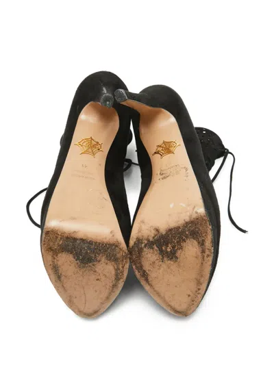 Pre-owned Charlotte Olympia  150mm Stiletto Ankle Boots In Black
