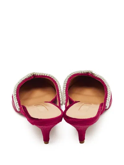 Pre-owned Aquazzura  50mm Sabine Crystal-embellished Pointed-toe Mules