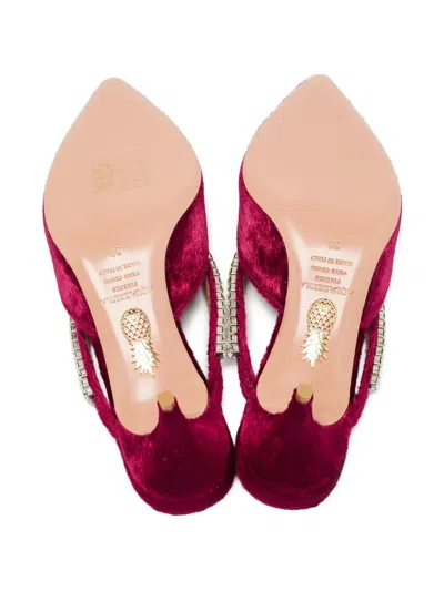 Pre-owned Aquazzura  50mm Sabine Crystal-embellished Pointed-toe Mules