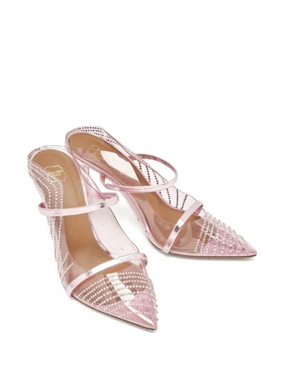 Pre-owned Malone Souliers  85mm Maureen Rhinestone-embellished Mules In Pink