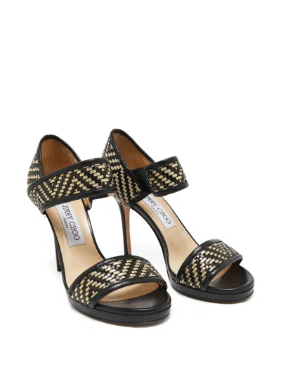 Pre-owned Jimmy Choo 100mm Leather Sandals In Black