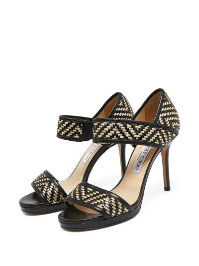 Pre-owned Jimmy Choo 100mm Leather Sandals In Black