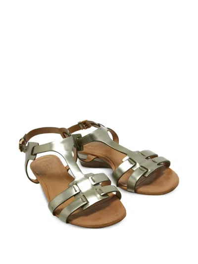 Pre-owned Tod's Vintage 40mm Metallic Leather T-strap Sandals