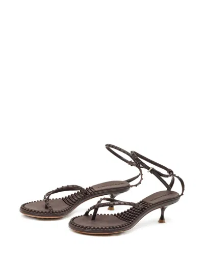 Pre-owned Bottega Veneta 50mm Lagoon Bubble Beaded Strappy Sandals