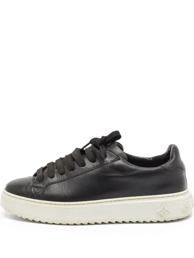 Pre-owned Louis Vuitton Leather Platform Sneakers In Black