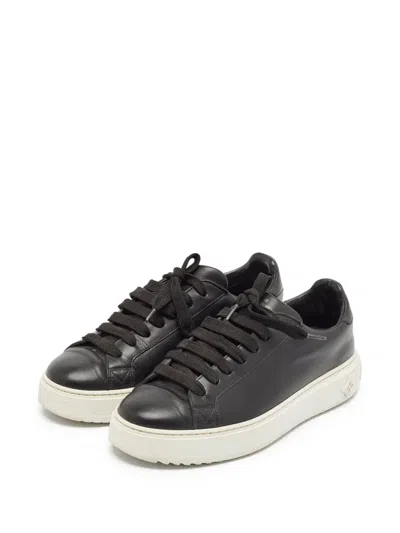 Pre-owned Louis Vuitton Leather Platform Sneakers In Black