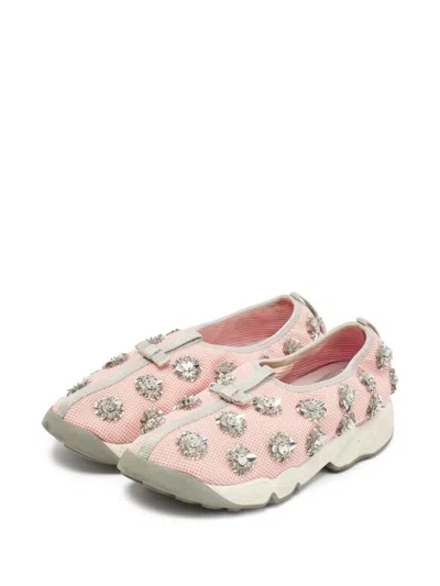 Pre-owned Dior Mesh Fusion Low-top Sneakers In Pink