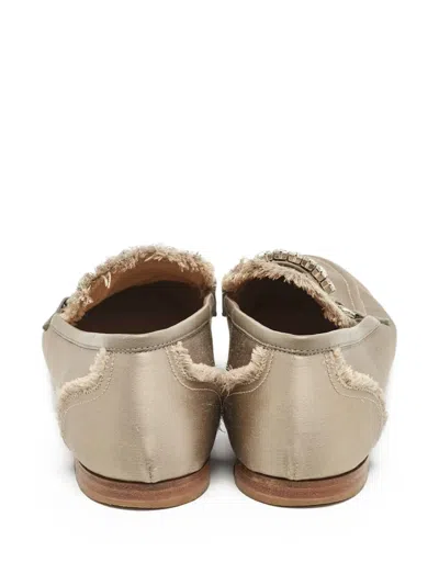 Pre-owned Giuseppe Zanotti Vintage Frayed Satin Loafers In Neutral