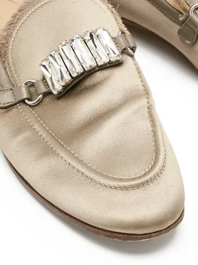 Pre-owned Giuseppe Zanotti Vintage Frayed Satin Loafers In Neutral
