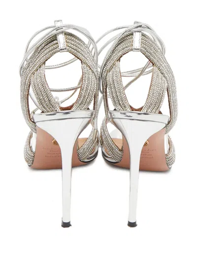 Pre-owned Aquazzura  105 Ari Crystal-embellished Sandals In Silver