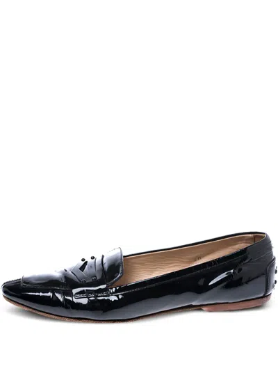 Pre-owned Tod's Vintage  Patent-finish Leather Loafers In Black