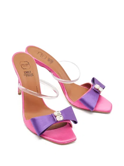 Pre-owned Malone Souliers  95mm Emily Satin Bow-detail Sandals In Pink