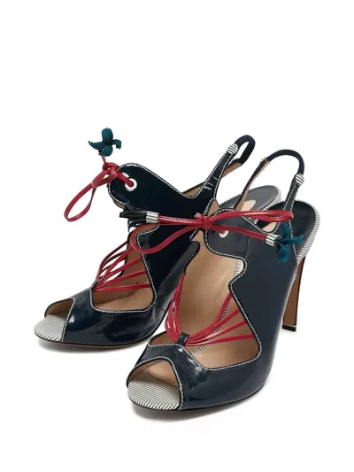 Pre-owned Nicholas Kirkwood  100mm Cut-out Slingback Sandals In Blue