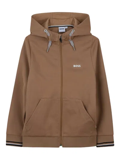 Bosswear Hooded Zip-up Tracksuit Set In Brown