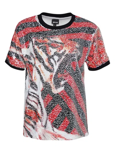 Pre-owned Just Cavalli Vintage Sequinned Graphic-print T-shirt