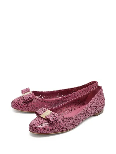 Pre-owned Ferragamo Vara Ballet Flats In Pink