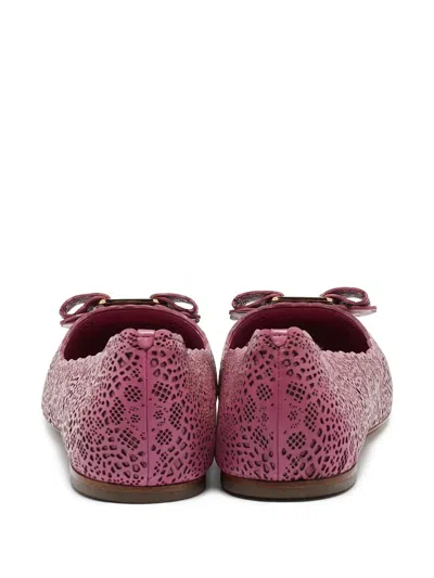 Pre-owned Ferragamo Vara Ballet Flats In Pink