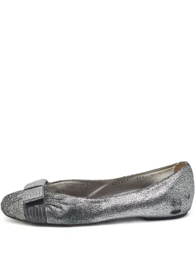 Pre-owned Ferragamo Metallic-effect Ballet Flats