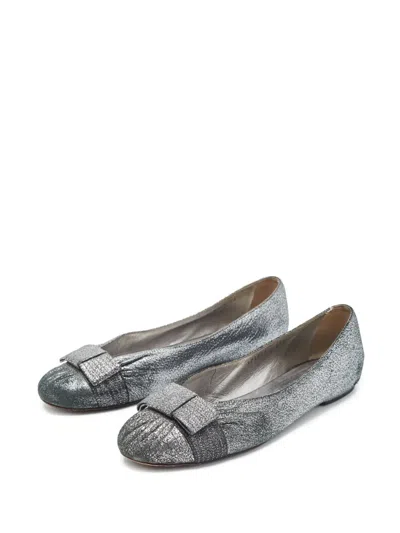 Pre-owned Ferragamo Metallic-effect Ballet Flats