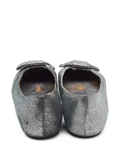 Pre-owned Ferragamo Metallic-effect Ballet Flats
