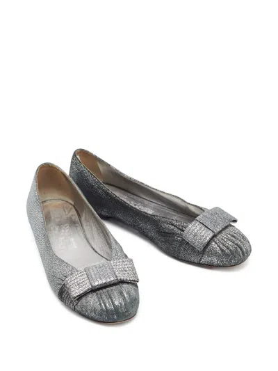 Pre-owned Ferragamo Metallic-effect Ballet Flats