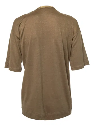 Pre-owned Stella Mccartney Zip-detailed T-shirt In Brown