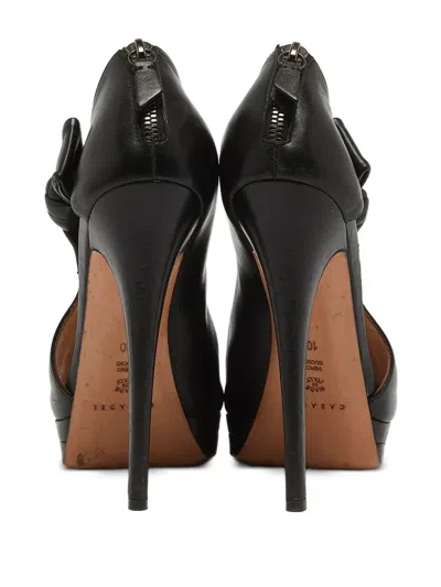Pre-owned Casadei Vintage 150mm Bow-detail Peep-toe Ankle Boots