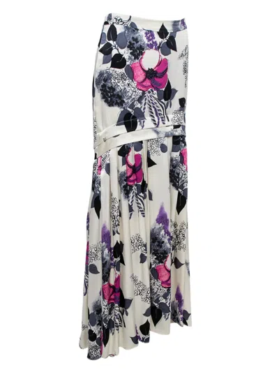 Pre-owned Roberto Cavalli Vintage Floral-print Maxi Skirt