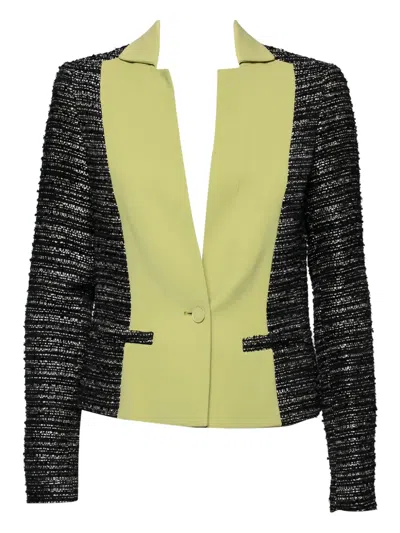 Pre-owned Elie Saab  Tweed Two-tone Blazer In Black