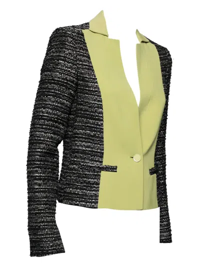 Pre-owned Elie Saab  Tweed Two-tone Blazer In Black