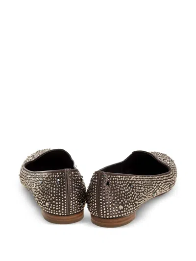 Pre-owned Gina Crystal-embellished Flat Shoes In Brown