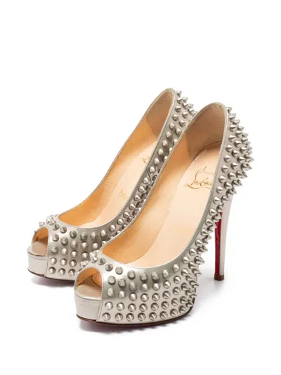 Pre-owned Christian Louboutin 120mm Spiked Peep-toe Pumps