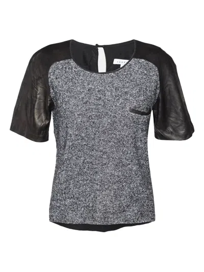 Pre-owned Sandro  Panelled Short-sleeve Top In Black