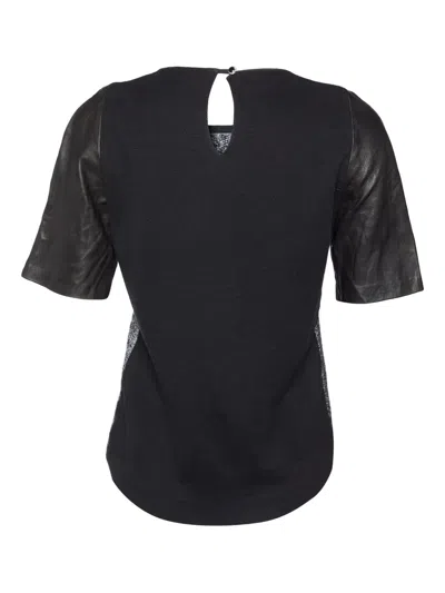 Pre-owned Sandro  Panelled Short-sleeve Top In Black