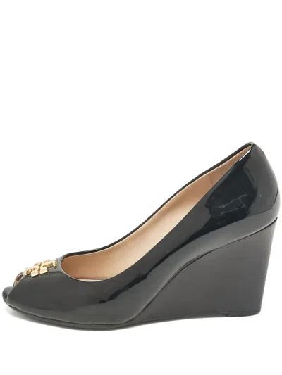 Pre-owned Tory Burch  90mm Patent-leather Pumps In Black