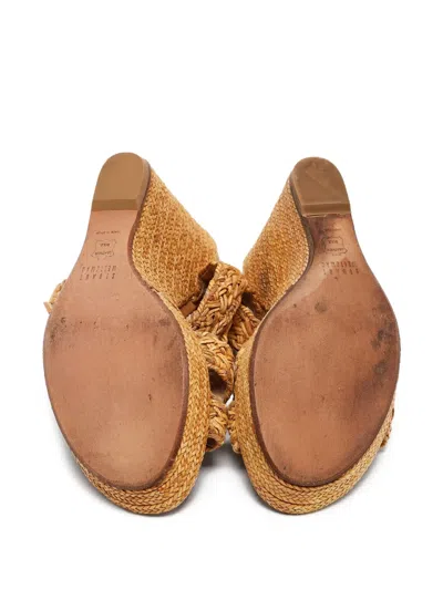 Pre-owned Stuart Weitzman  125mm Braided-wedge Espadrilles In Brown