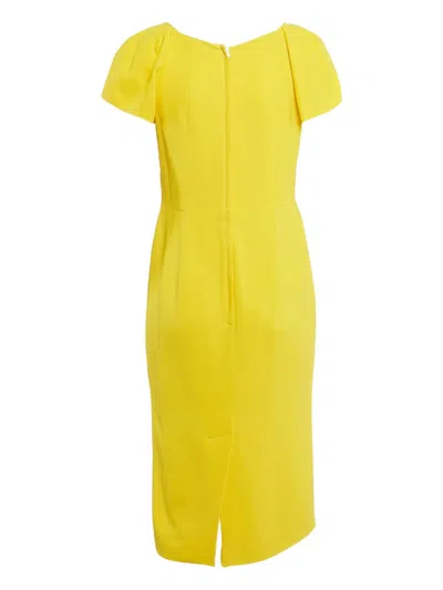 Pre-owned Dolce & Gabbana Crepe-texture Midi Dress In Yellow