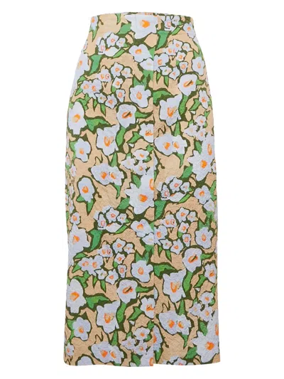 Pre-owned Sportmax Vintage Ocarina Floral-print Midi Skirt