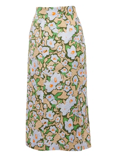 Pre-owned Sportmax Vintage Ocarina Floral-print Midi Skirt