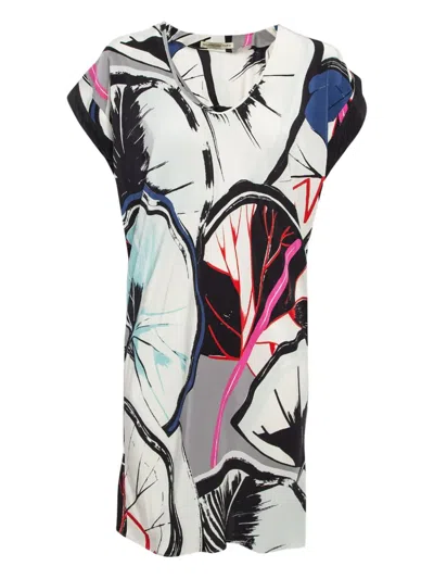 Pre-owned Balenciaga Floral-print Shift Dress In White