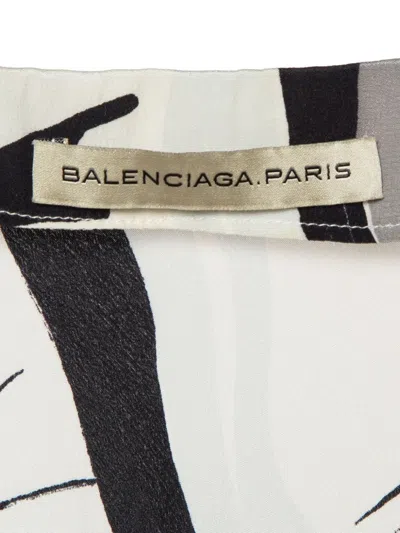 Pre-owned Balenciaga Floral-print Shift Dress In White