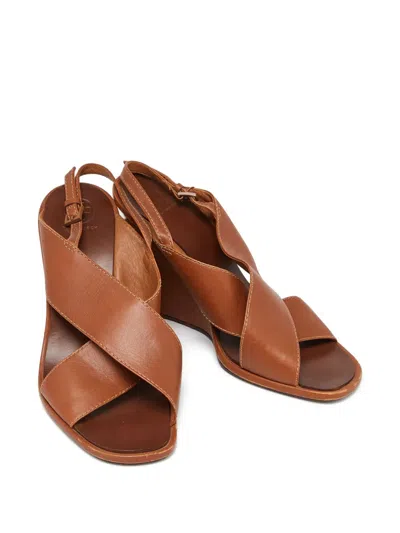 Pre-owned Tory Burch  105mm Cross-strap Wedge Sandals