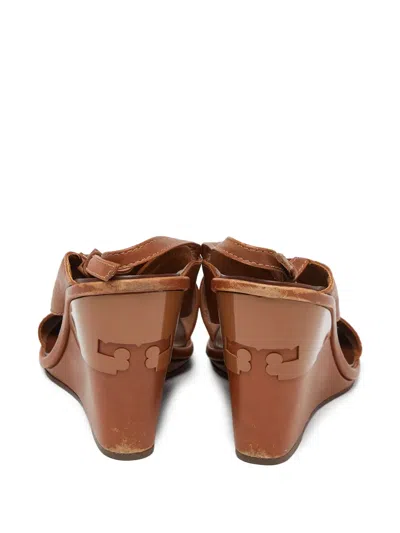 Pre-owned Tory Burch  105mm Cross-strap Wedge Sandals
