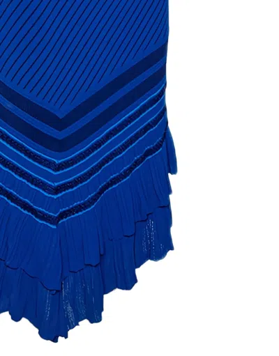 Pre-owned Roberto Cavalli Vintage Ribbed Sleeveless Midi Dress In Blue