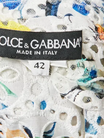 Pre-owned Dolce & Gabbana Patchwork Embroidered Top In White