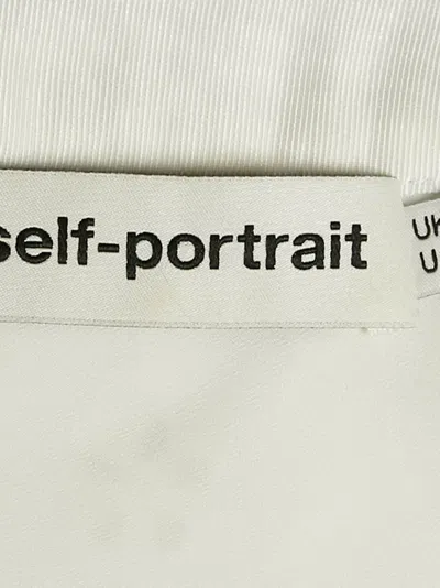 Pre-owned Self-portrait  Asymmetric Ruffled Embroidered Top In White