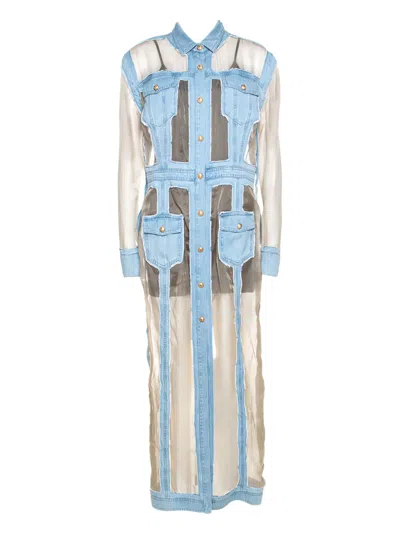 Pre-owned Balmain Denim Maxi Dress