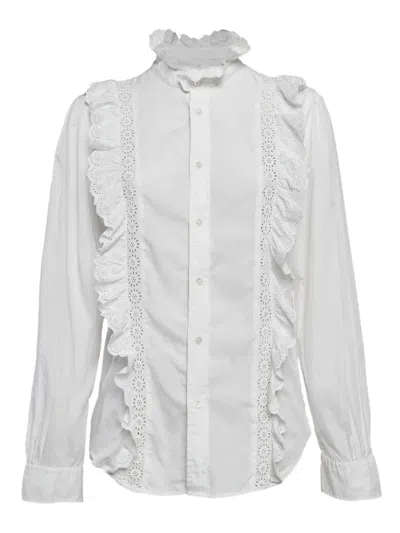 Pre-owned Polo Ralph Lauren Vintage Ruffled Broderie-anglaise Shirt