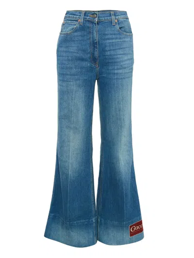 Pre-owned Gucci Logo-patch Flared Jeans